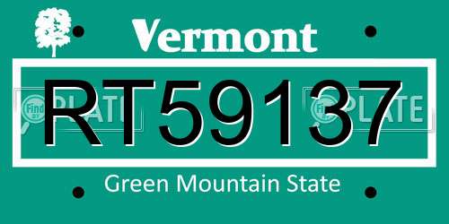 RT59137 Vermont License Plate