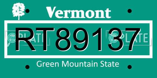 RT89137 Vermont License Plate