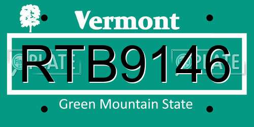 RTB9146 Vermont License Plate