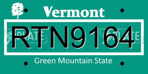 RTN9164 Vermont License Plate