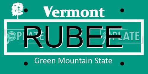 RUBEE Vermont License Plate