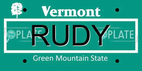RUDY Vermont License Plate