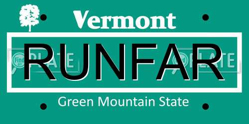 RUNFAR Vermont License Plate