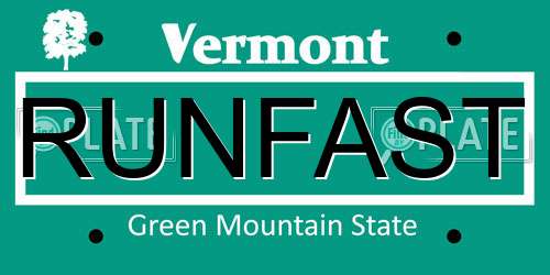 RUNFAST Vermont License Plate