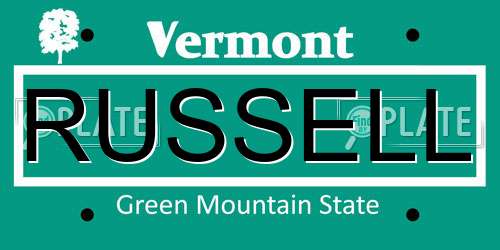 RUSSELL Vermont License Plate