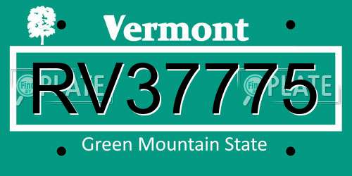 RV37775 Vermont License Plate