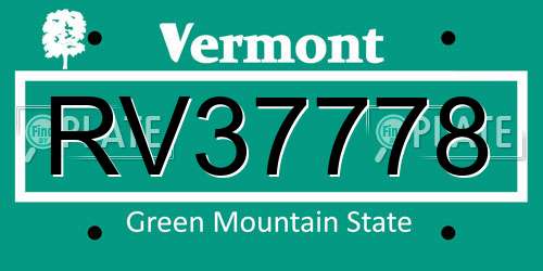RV37778 Vermont License Plate