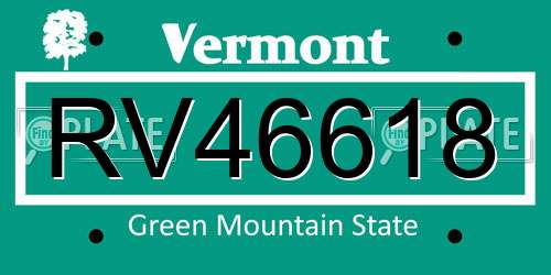 RV46618 Vermont License Plate