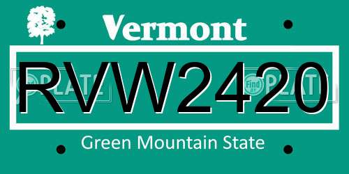 RVW2420 Vermont License Plate