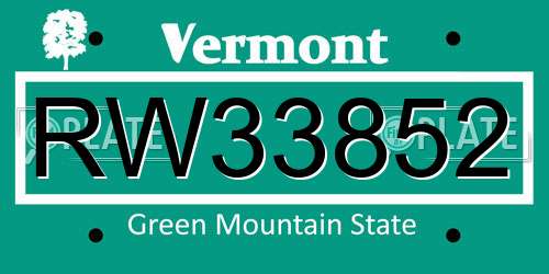 RW33852 Vermont License Plate