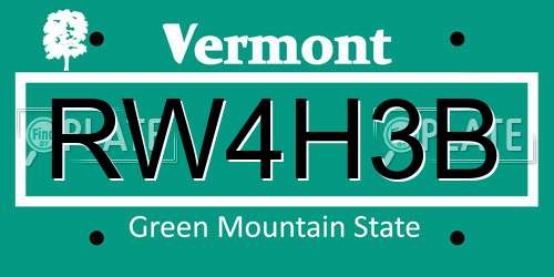 RW4H3B Vermont License Plate