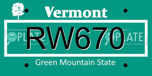 RW670 Vermont License Plate