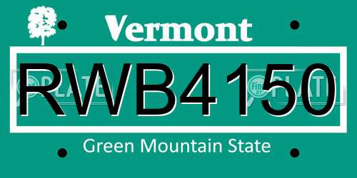 RWB4150 Vermont License Plate