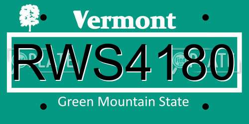 RWS4180 Vermont License Plate