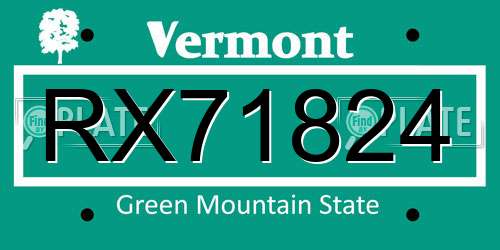 RX71824 Vermont License Plate