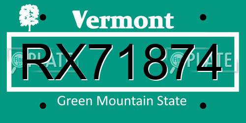 RX71874 Vermont License Plate