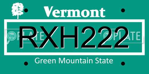 RXH222 Vermont License Plate