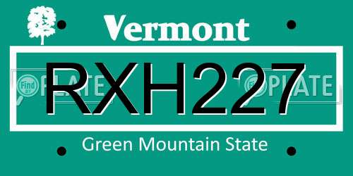 RXH227 Vermont License Plate