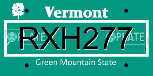RXH277 Vermont License Plate