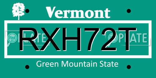 RXH72T Vermont License Plate