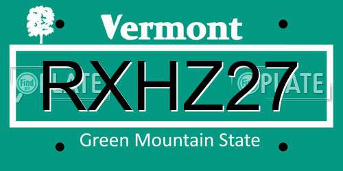 RXHZ27 Vermont License Plate