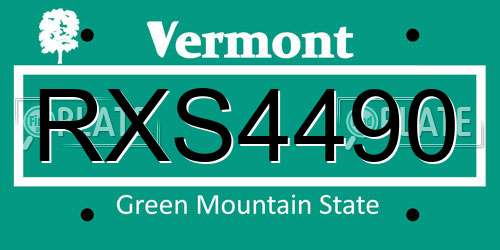 RXS4490 Vermont License Plate