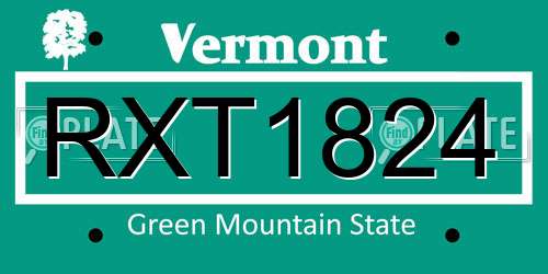 RXT1824 Vermont License Plate
