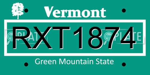 RXT1874 Vermont License Plate
