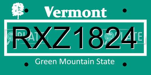 RXZ1824 Vermont License Plate