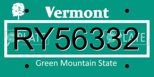 RY56332 Vermont License Plate