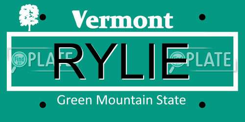 RYLIE Vermont License Plate
