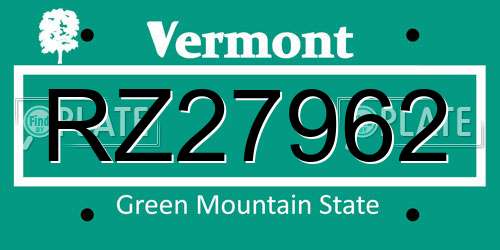 RZ27962 Vermont License Plate