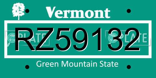 RZ59132 Vermont License Plate
