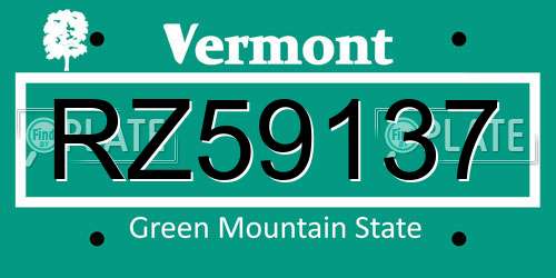 RZ59137 Vermont License Plate