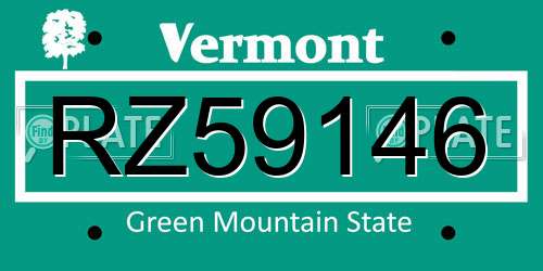 RZ59146 Vermont License Plate