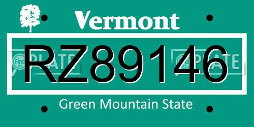 RZ89146 Vermont License Plate