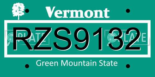 RZS9132 Vermont License Plate