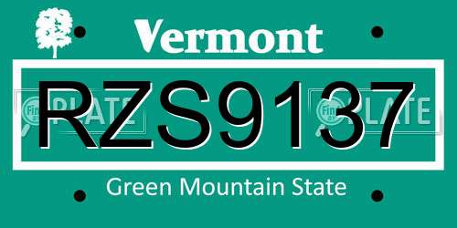 RZS9137 Vermont License Plate