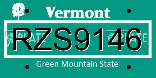 RZS9146 Vermont License Plate