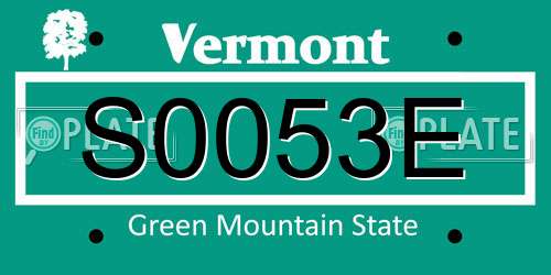 S0053E Vermont License Plate
