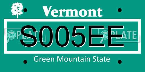 S005EE Vermont License Plate