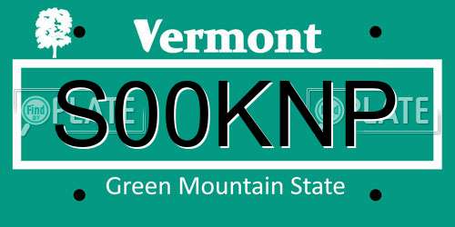 S00KNP Vermont License Plate