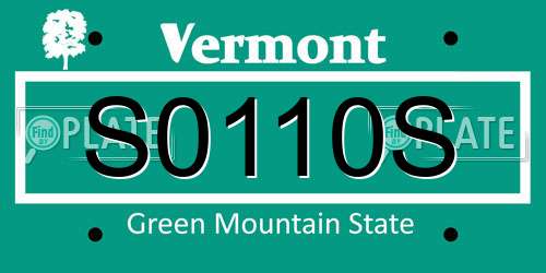 S0110S Vermont License Plate