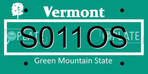 S011OS Vermont License Plate