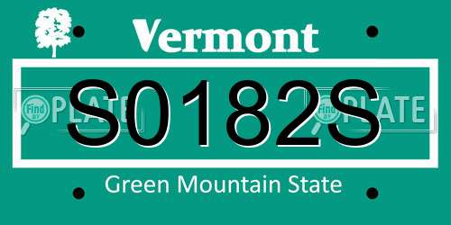 S0182S Vermont License Plate