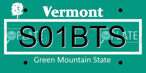 S01BTS Vermont License Plate