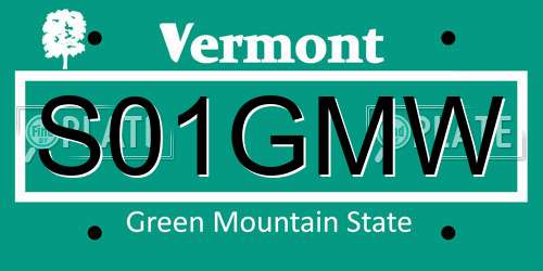 S01GMW Vermont License Plate