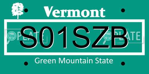 S01SZB Vermont License Plate