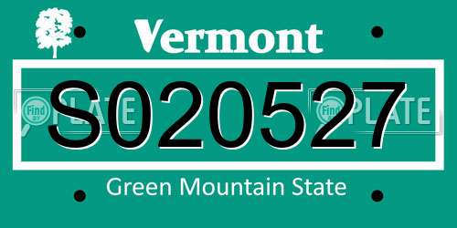 S020527 Vermont License Plate