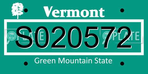 S020572 Vermont License Plate